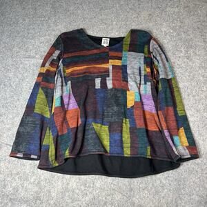 Paisley & Sage Top Womens Large Multicolor Geometric Art To Wear Artsy